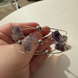 Silver and Purple Wire Bracelet